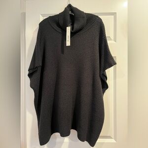 Aqua Black Knit Poncho